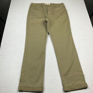 Current Elliott Womens Casual Pants Green Cuff Straight Leg Button Fly Size 28 6